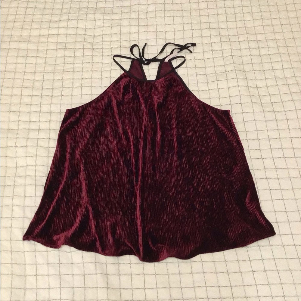Amanda Uprichard deep red velvety flowing top S